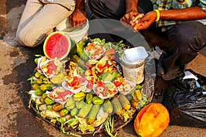 Display of food for sale outside Jama Masjid in Fatehpur Sikri,