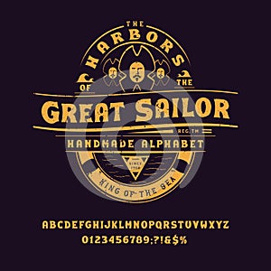 Display hand crafted vintage Font Great Sailor vintage design.