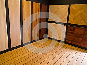 Display of hardwood parquet floors