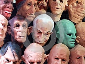 Display of human and animal masks photo