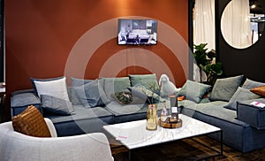 Display living room sofa set in Home and Garden Exhibition 2021 Show at BITEC Bangna, Bangna-Trad road Bangna Bangkok Thailand