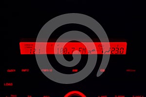 Display of the multimedia system of the car is glowing in red at