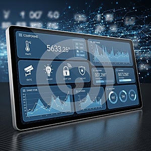 Display with multiple data widgets presents various analytics and