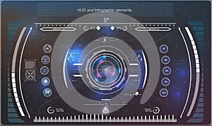 Display navigation elements for the web and app. Futuristic user interface. Virtual graphic.