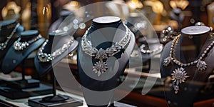 Display of necklaces and bracelets in a store