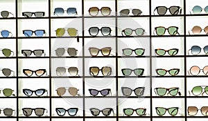 Display rack full of sunglasses