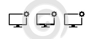 Display setting icon set for customization tools. Monitor configuration symbol for dashboard interface