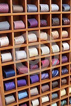 Display of silk ties