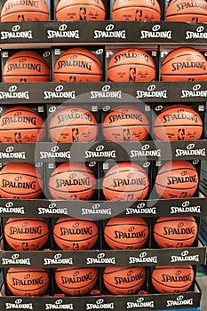 Display of Spalding Basketballs