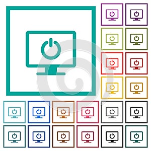 Display standby mode flat color icons with quadrant frames