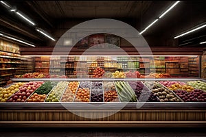 A Display In A Store Filled With Lots Of Fruit. Generative AI