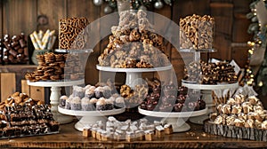 A display table overflowing with tempting treats including chocolatedipped pretzels buttery caramels and crunchy toffee