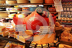 Display of traditional Dutch cheese, Amsterdam, the Netherlands