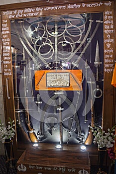 Display of weapons in the temple