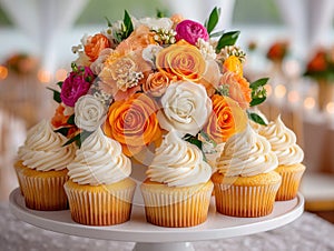 display of wedding cupcakes