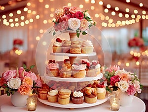 display of wedding cupcakes