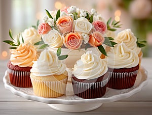 display of wedding cupcakes