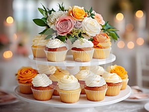 display of wedding cupcakes