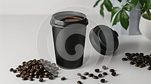 Display your logo proudly with this black matte coffee tumbler mockup perfect for onthego branding photo