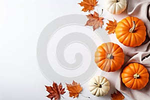 Autumnal Aesthetics: Pumpkins and Leaves Themed Frame photo