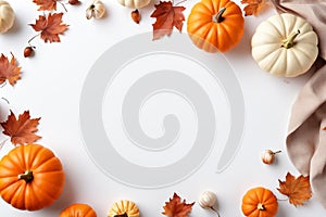 Autumnal Aesthetics: Pumpkins and Leaves Themed Frame photo