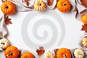 Autumnal Aesthetics: Pumpkins and Leaves Themed Frame photo