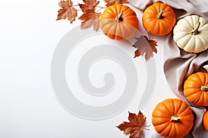 Autumnal Aesthetics: Pumpkins and Leaves Themed Frame photo
