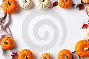 Autumnal Aesthetics: Pumpkins and Leaves Themed Frame photo
