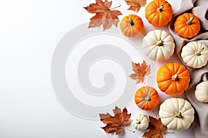 Autumnal Aesthetics: Pumpkins and Leaves Themed Frame photo