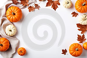 Autumnal Aesthetics: Pumpkins and Leaves Themed Frame photo