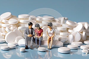Family Health: Miniature Figurines amidst Oversized Pills photo
