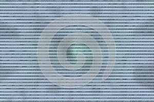 Displaying binary code against a coloured background