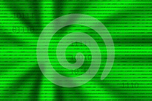 Displaying binary code against a coloured background