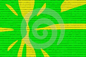 Displaying binary code against a coloured background