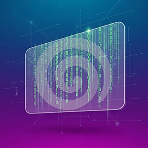 Displaying cascading green binary code 0s and 1s reminiscent of