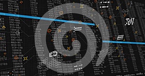 Displaying data columns at system dashboard, showing error labels, hexagonal patterns, blue bars