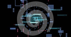 Displaying data and network connections, artificial intelligence interface in action