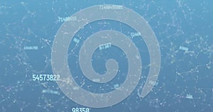 Displaying data network floating in virtual space, with glowing nodes and floating numeric labels