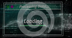 Displaying data UI overlay on screen, showing 'Processing Data' header, 'Loading' label, green bar