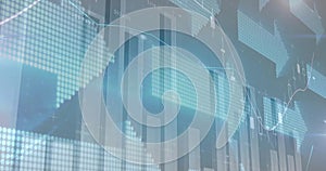 Displaying data visualization on dashboard screen, with bar charts, dotted world map and line graph