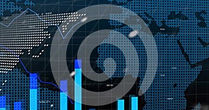 Displaying dotted Africa map on screen, with cyan bars, lightblue line, grid, labels, glowing dots