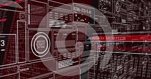 Displaying encryption interface in cyber space, with code blocks and FileENCRYPTION banner