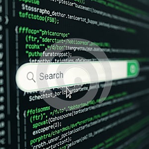 Displaying lines of code highlighted in green and white on a black