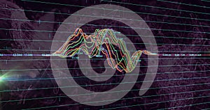 Displaying neon waveforms on digital screen with grid lines, numeric labels 43