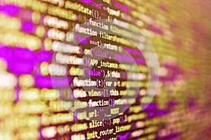 Displaying program code on computer. Information technology website coding standards for web design. Digital technology on display