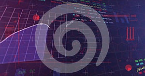 Displaying purpleblue grid on dashboard screen, holding white curve, lit node and % labels