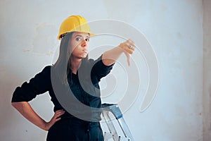 Displeased Woman Doing Repairing and Construction Work