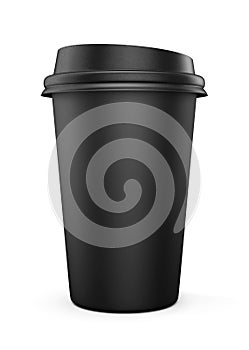 Disposable black plastic Cup with a lid. Cup for coffee. Isolate