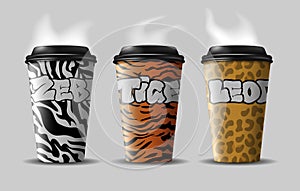 Disposable coffee cup design with different textures