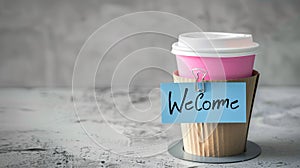 The coffee and welcome note. AI generated